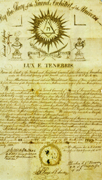 Sixteenth Degree Prince of Jerusalem Masonic patent, issued to Thomas Napier