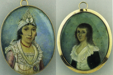 Miniatures of Sarah Moses Levy (Mrs. Samuel Levy) and her son, Chapman Levy, as a youth, ca. 1798