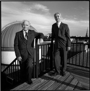 Photograph of Matest Agrest and Lev Chernomordik (professors) on the College of Charleston Science Center Observatory Deck