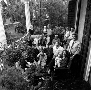 Photograph of the Ziff family on the piazza of Stephen and Julie Ziff's house