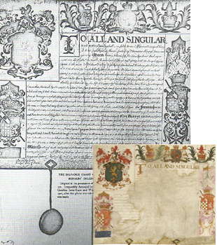 Grant of Arms of the Salvador Family, College of Heralds, England, 1745